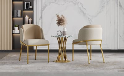 STILVORA Eetkamerstoel Set Van 6 - Verstelbare Antislip Voeten - Voor Eetkamer En Kantoor - Kunstleer En Metaal Hout - Beige Khaki