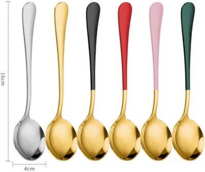 6 lange lepels – Latte macchiato – Dessertlepels set – 15.8cm – Sorbetlepels – IJslepels - Theelepels - Diverse kleuren