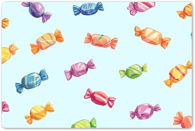 Placemats 45x30 cm - Placemat kunststof - 1 stuk - Blauw - Patroon - Snoep - Borden onderleggers - Decoratie voor op tafel - Keuken tafeldecoratie accessoires - Vinyl onderlegger - Tafelversiering