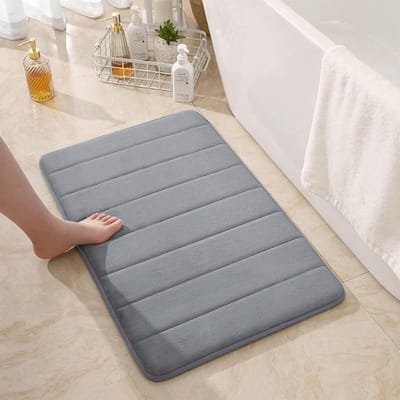 Absorberende Antislip Douchemattens voor Badkamer, Keuken en Hal - Geheugenfoam, Wasbaar, 80 x 50 cm (Grijs)