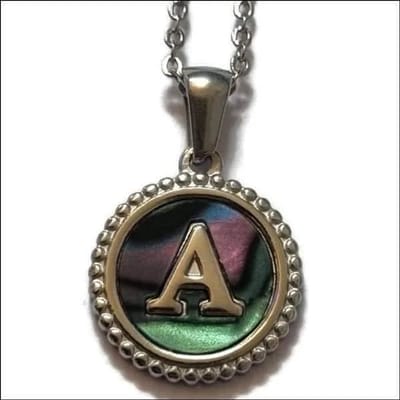 Aramat Jewels | Halskettingen | Unieke Stalen Initiaal Ketting met Abalone Schelp - Zilverkleur - 45cm | A | |15mm | Staal | Volwassenen | Verkleurd niet