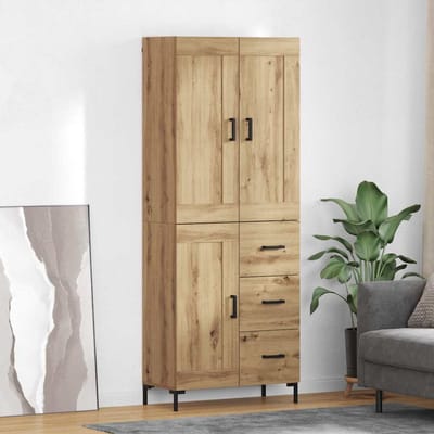 vidaXL - Highboard - 2 - st - Artisan - Eiken - 69,5 - x - 34 - x - 180 - cm - Bewerkt - hout