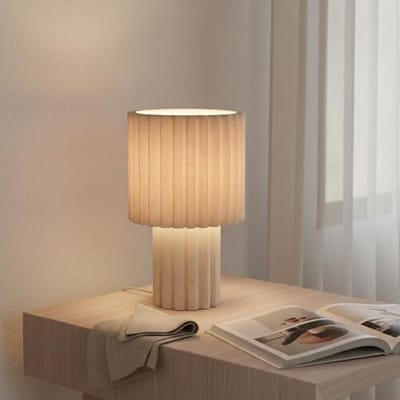 LUSENZ Selyra - Linnen Tafellamp Beige 30 cm - Nachtkast lampje - Scandinavisch design - E27 fitting - Met aan/uit-schakelaar