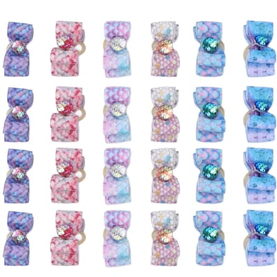 24 Pièces Élastique pour Animaux de Compagnie Chien Chat Accessoires de Toilettage Nœud Papillon Nœud Couleur Aléatoire white