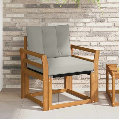 vidaXL - Buitensofa - Massief - Acacia - Hout - Natuurlijk - en - Licht - Grijs