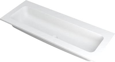 INK® Faktor wastafel polystone centraal zonder kraangat 120x45x1,5cm, mat wit