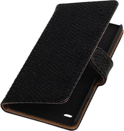 Huawei Ascend Y550 - Slang Zwart Booktype Wallet Hoesje