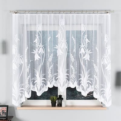Markizeta Aneta Serie - Witte Jacquard Gordijn - 310x160 cm - Kleur Kleur - Subtiele Bloemenprint
