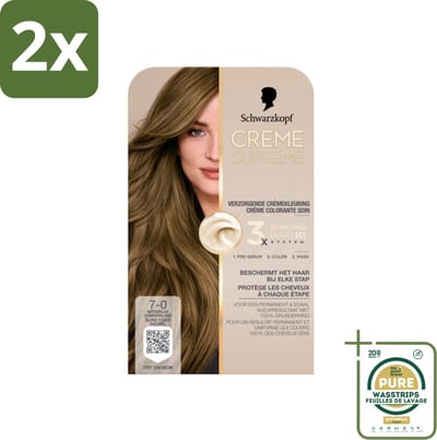 Schwarzkopf - Haarkleuring - Creme Supreme 7-0 - Natuurlijk Donkerblond - 245g - Voordeelverpakking - 2 stuks - Grijsdekking - Haarkleur verzorging