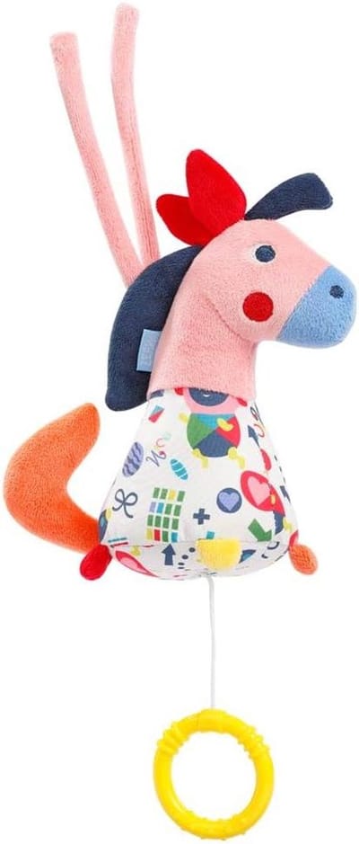 Mini Muziekdoos Paard - Knuffeldier Slaaphulp - Baby Kalmeren - Bekende Melodie "Für Elise" - 15 cm - Multicolor