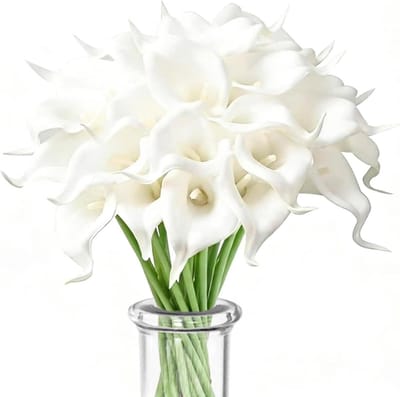 SnelShoppen - 15 Stuks Witte Calla Lelies Kunstbloemen - Bruidsboeket - Decoratieve Kunstmatige Bloemen voor Bruiloft, Thuis, Feest en Partijen - Hoog