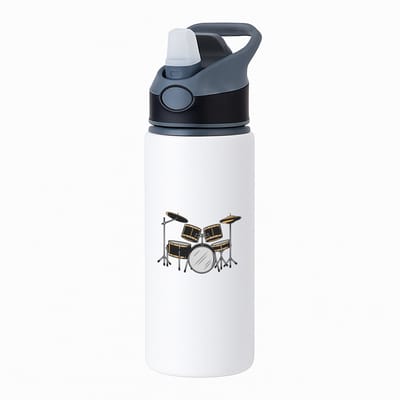 Hacebo® - Drumstel waterfles met rietje zwart - Muziek - Drummers - Instrument - slaginstrument - muzikanten - water fles - 650ML
