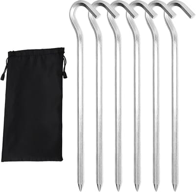 Inovra Plus - Tentharingen set 18 cm voor camping en voortent - Metaal en aluminium - Geschikt voor harde vloeren - Reflecterend touw - Tentnagels
