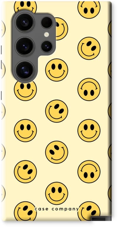 Case Company® - Hoesje geschikt voor Samsung Galaxy S24 Ultra hoesje - Smiley N°2 - Tough Case - Maximale Bescherming alle Kanten en Schermrand