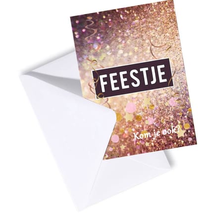 Uitnodiging kinderfeestje - Uitnodiging feestje Meisje - Uitnodigingskaarten set 8 stuks met enveloppen - Glitter