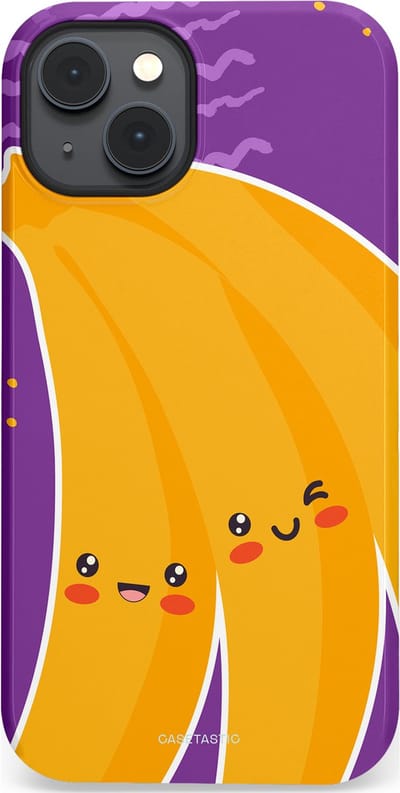Casetastic hoesje geschikt voor Apple iPhone 14 Plus - MagSafe - Dubbellaagse bescherming - Blije Banaan - Fashion Case - Lavendel Geel