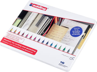 edding 55/16 S fineliners assorti set - ronde punt - 0,3 mm - set van 16 stuks