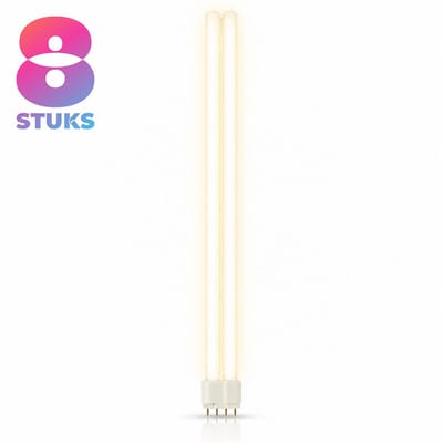 8x Stick Spaarlamp 2G11 - 40W - Warm Wit Licht (3000K) - 3500 lm - 20 jaar - Dimbaar - PL-L / Dulux-L 4-Pin