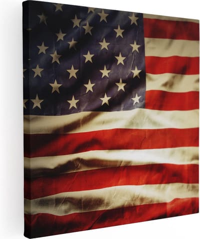 Artaza Canvas Schilderij Amerika - 30x30 cm - Klein - Wanddecoratie Vlag - Muurdecoratie Woonkamer - Kamer Accessoires