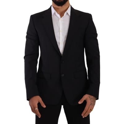 Dolce & Gabbana Heren Zwart Slim Fit Vest 2 Knopen MARTINI Blazer