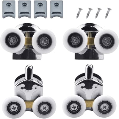 Douchedeurrollen - 23 mm wielen - 4 stuks - verchroomd