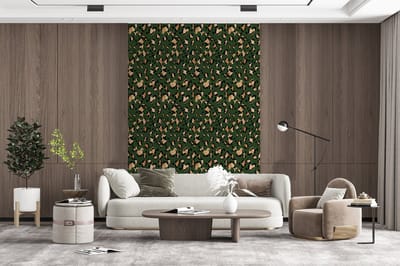 Behang - Fotobehang Panter - Goud - Patronen - Luxe - Breedte 200 cm x hoogte 300 cm