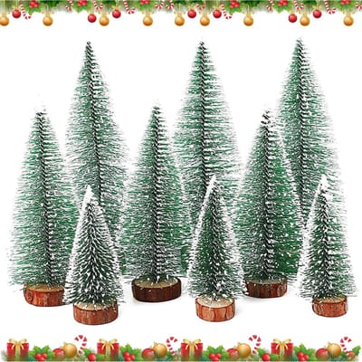 Dailygoods- Kerstboom Miniatuur 3 Stuks - Kunstkerstboom - Kleine Dennenboom - Kerstdecoratie - Groene Kunstboom - 10/16/20 cm