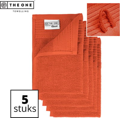 The One Towelling Classic Gastendoeken - 30 x 50 cm - 5 Stuks - Voordeelverpakking - Hoge vochtopname - 100% Zacht katoen - Terracotta