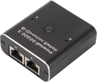 Netwerkswitch Selector - Ethernet Switch - Netwerk Delen - Eén Klik Schakelaar - 2 Poorten - Zilver