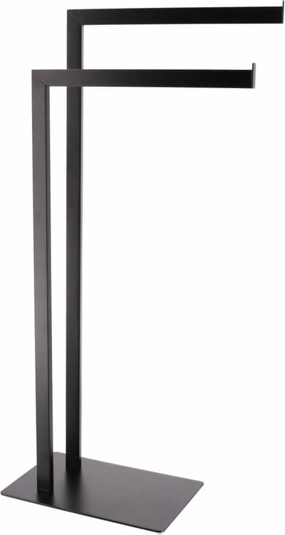 Tendance Handdoekenrek - vrijstaand - zwart - 2 stangen - metaal - 40 x 81 cm - badkamer