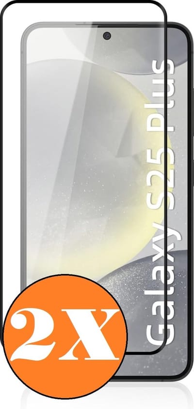 Full Cover Screenprotector geschikt voor Samsung Galaxy S25 Plus 5G Zwart 2pack | Volledige Beschermglas Tempered Glass | Samsung Galaxy S25 Plus / S24 Plus 5G Screenprotector