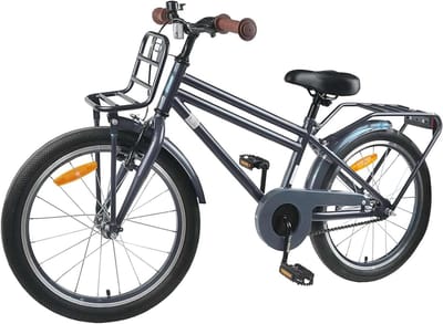 Kinderfiets - Jeugdfiets Meisjes Jongens - Schoolweg Vrije Tijd - Veilig Rem Systeem - 18 Inch Wielen - Donkergrijs