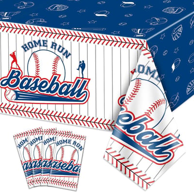 Honkbal Tafelkleed - Kunststof Rectangel 130 x 213 cm, 4 Stuks voor Feestdecoraties
