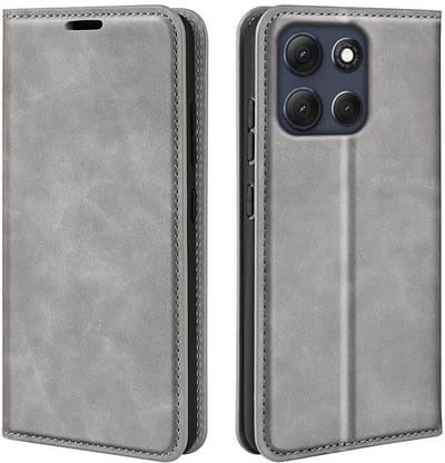 MobyDefend Hoesje - Geschikt voor Motorola Moto G86 - Luxe Wallet Bookcase (Magnetische Sluiting) - Grijs
