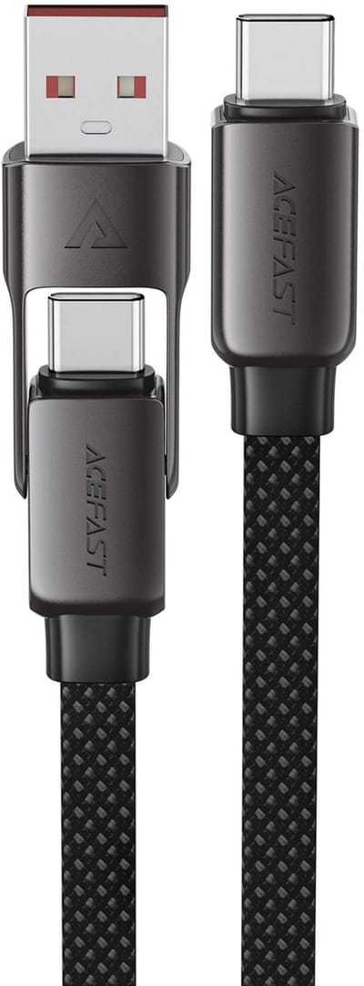 Data- en Oplaadkabel USB-C - USB-A / USB-C Acefast C13-04, 60W, 1.2m, Zwart