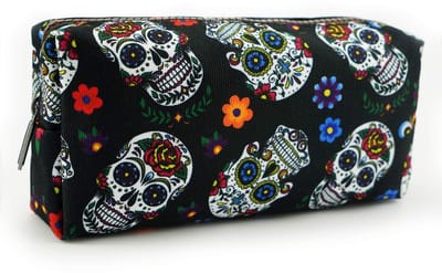 Dailygoody - Etui met Suikerschedel Motief - Extra Groot - Ideaal voor Pennen en Cosmetica - 80 Pennen Capaciteit - Dag van de Doden - Perfect voor Fe..