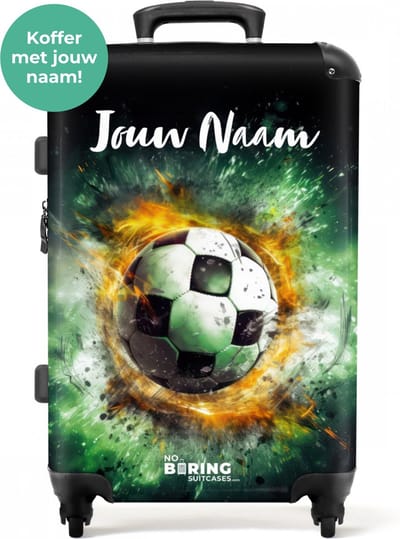 NoBoringSuitcases.com® - Koffer kinderen jongens voetbal - Kinderkoffer jongen - Reiskoffer lichtgewicht met 4 wielen - Grote trolley XL - 20 kg bagage