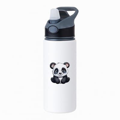 Hacebo® - Pandabeer waterfles met rietje zwart - Panda - Dieren liefhebbers - Beren - dierentuin - dieren - water fles - 650ML