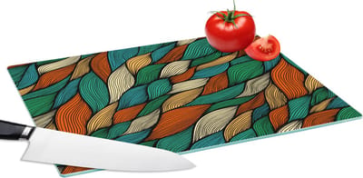 Glazen Snijplank - 39x28 - Line art - Herfst - Bohemian - Patronen - Snijplanken Glas