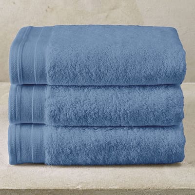 De Witte Lietaer Handdoek Contessa Santorini Blue - Set 3 stuks - 50 x 100 cm - Blauw - Katoen