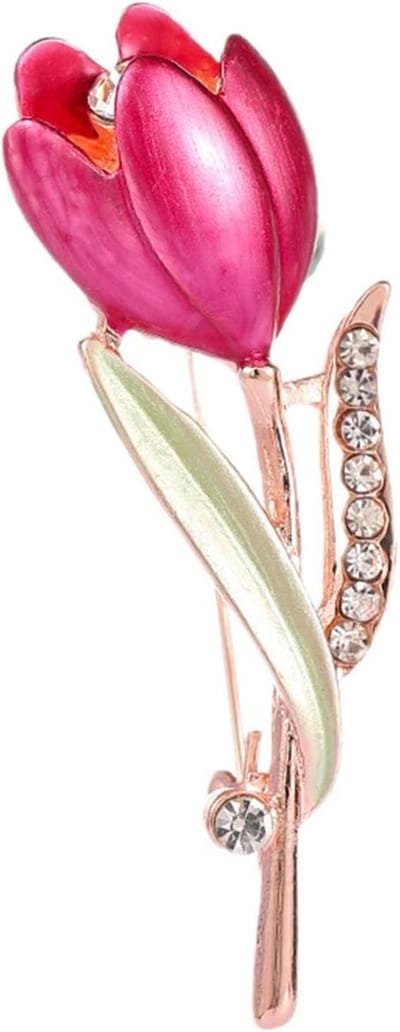 Bloemen Broche - Sieraad Pin - Bruiloft Versieren - Tulpen Design - 9.91 x 4.83 cm - Goudkleurig