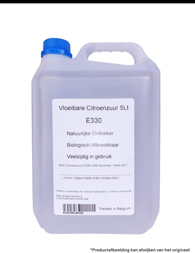 Anemon Vloeibare Bio Citroenzuuroplossing 50% - 5L- Citroenzuur ontkalker voor Koffieapparaat, Keuken & Badkamer – Natuurvriendelijk Schoonmaakmiddel.