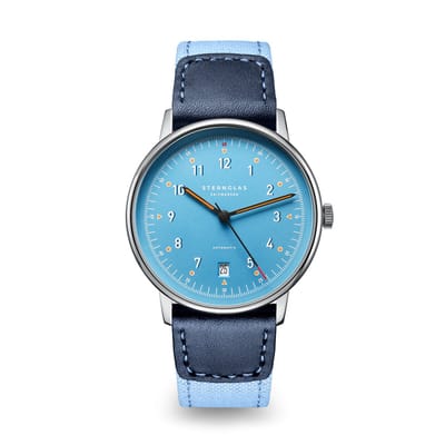 Sternglas S02-LM17-NY05 LUMATIK Heren Horloge - Saffierglas - Staal/Kunstleer - Zilverkleurig - Ø 38 mm - Automatisch - Gesp - 5 ATM (douchen)