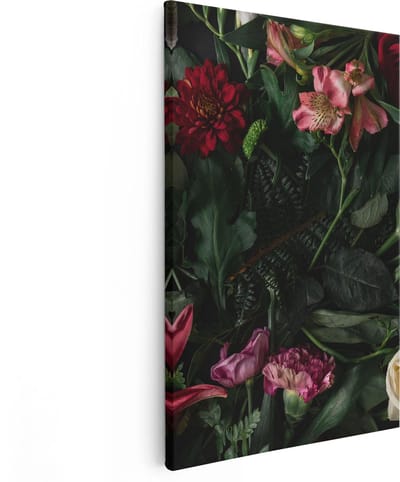 Artaza Canvas Schilderij Bloemen - 80x120 cm - Groot - Wanddecoratie Bloemen Stilleven - Muurdecoratie Botanisch - Schilderijen Op Canvas