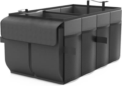 MONTKIARA Opvouwbare Kofferbak Organizer 51x34x27 cm - 2 Grote Vakken & 6 Netpockets - Anti-Slip - 600D Waterproof Stof - Voor SUV, MPV & Van