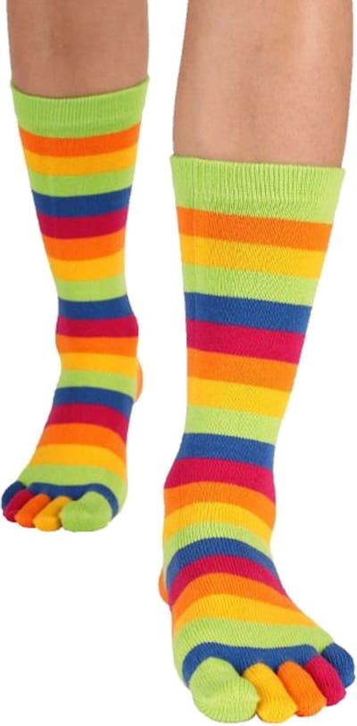 TOETOE Everyday Mid-Calf gestreepte teensokken - Limoengroen - 35-46 - Teensokken