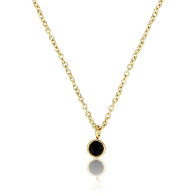 My Bendel - Goudkleurige Ketting met Zwart Zirkonia Steentje - Goudkleurige Ketting met Zwart Zirkonia Steentje - Verkleurt Niet - met Luxe Cadeauverpakking | Sieraden Voor Dames