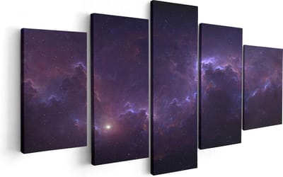 Artaza Canvas Schilderij Vijfluik Ruimte - Heelal - 100x50 - Foto Op Canvas - Canvas Print