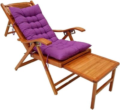 Loungestoel Bamboe - Ligstoel Tuinstoel - Ontspannen Buiten - Verstelbare Rugleuning - 164 x 49 cm - Paars