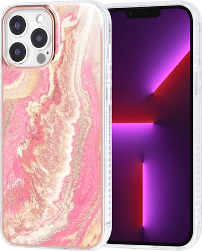 UNIQ Accessory Telefoonhoesje voor Apple iPhone 13 Pro Max - Print & Roze - TPU & PC - Bescherm uw Telefoon.